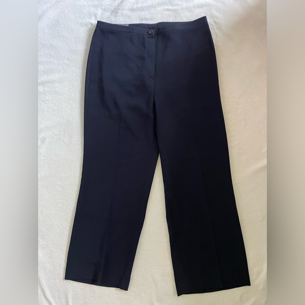 Basler Women Dress Pants US L EU 40 Navy Blue Straight Leg High Rise Career